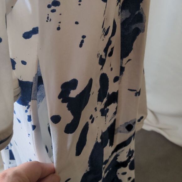 Snapdragon & Twig Small White Dress with Blue Splatter design, NEW - Picture 6 of 12